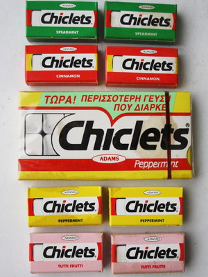 Τσίχλες Chiclets Adams καινούργιες, πακέτο 9 τεμαχίων, δεκαετίας 1980