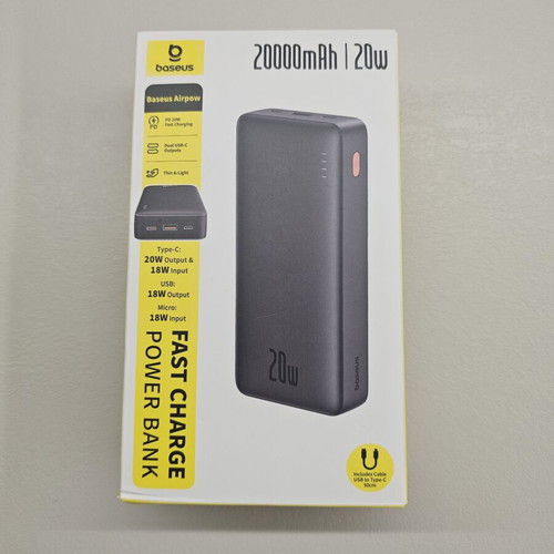 Baseus Airpow Fast Charge Power Bank 20000mAh 20W καινούργιο, μαύρο