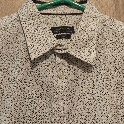 Zara men's floral slim fit shirt used, white, size L