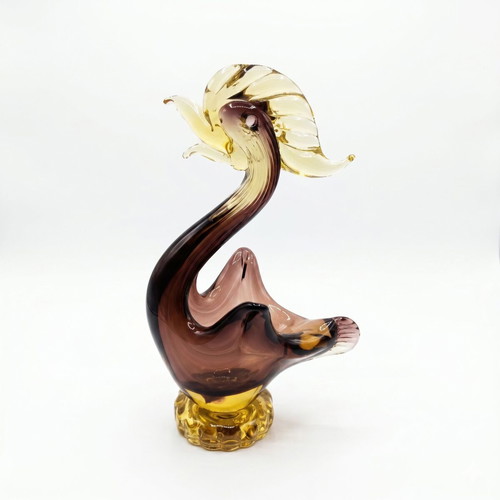 Vintage Mid-Century Murano Sommerso γυάλινο γλυπτό κύκνος, σαν καινούργιο
