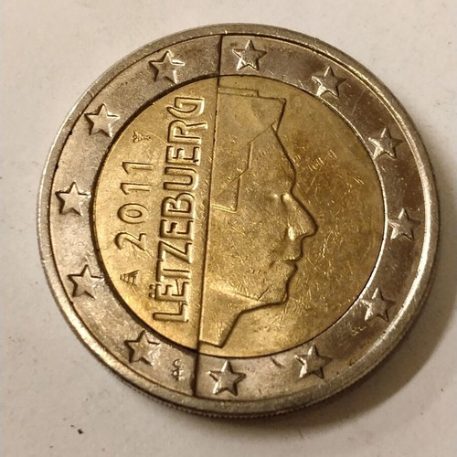2 Euro Coin used from Luxembourg 2011 with minting error