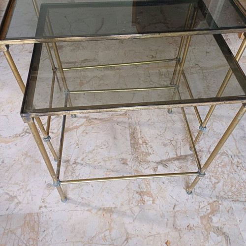 Zigon coffee tables with bronze frame and smoked glass like new
