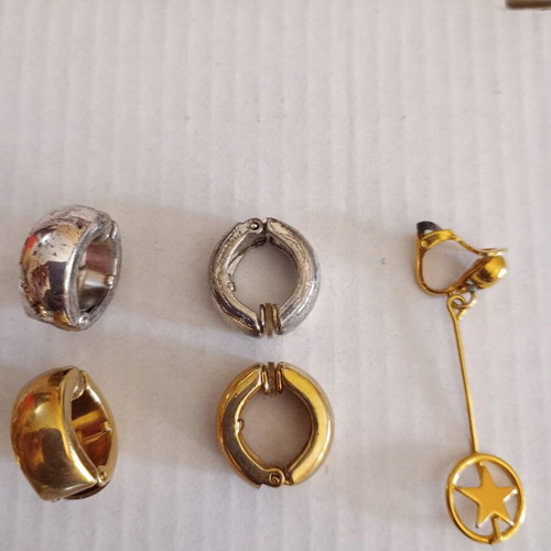 A.P.C. earrings used, white and blue, 1970-1980 from England