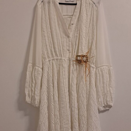 BSB Summer White Dress with Belt, New, Size 38