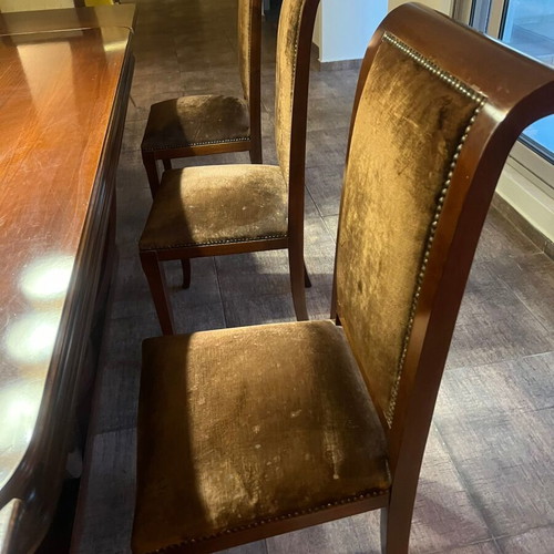 Handmade walnut dining set with 8 chairs used