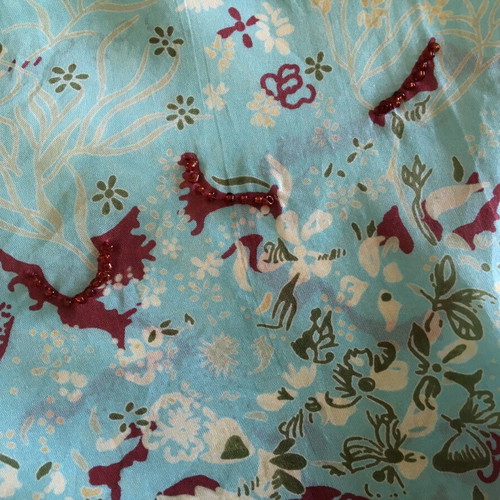 Silk skirt with embroidered details, green and turquoise, size L