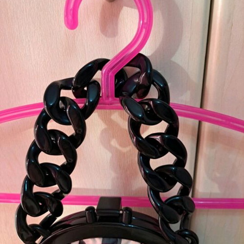 Folli Follie women's bag new, pink-black checkered with acrylic handle