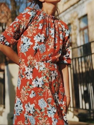 H&M dress like new, size EUR 40, red floral pattern