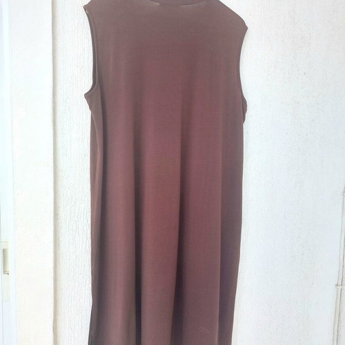 Plus Size Brown Sleeveless Dress XXL with Embroidery