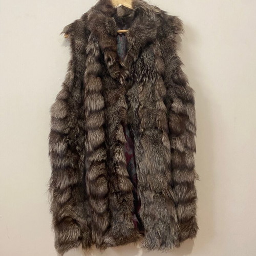 Silver Fox Fur Vest used, unisex, size M-L