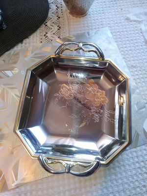 Silver serving trays used, set of 3, vintage