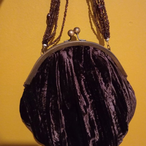 Marks & Spencer velvet evening bag new, brown and purple