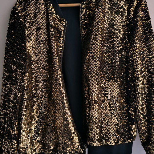M&S jacket with sequins like new, black and gold