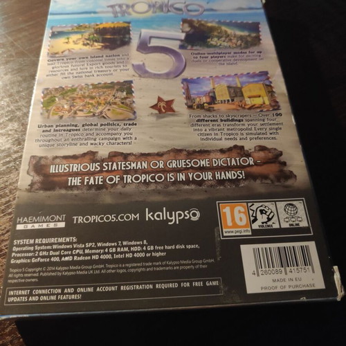 PC DVD-ROM Tropico 5 used, simulation game