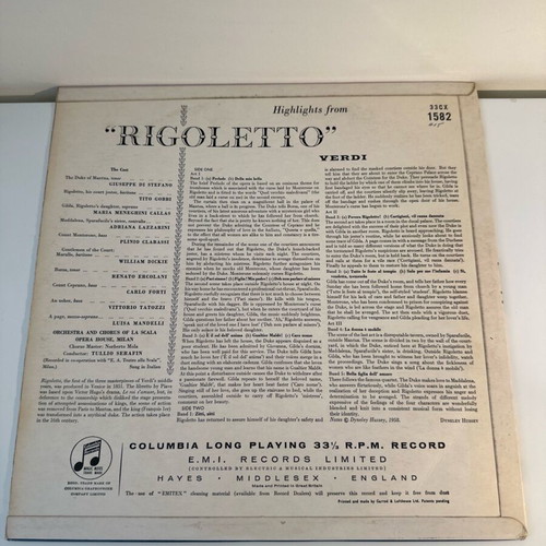 Rigoletto vinyl like new, classical opera by Giuseppe Verdi