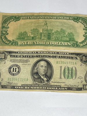 1934 $100 One Hundred Dollars FRN New York Lime Green Seal like new