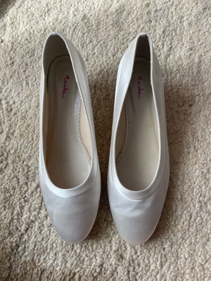 Rainbow Club satin ivory wedding ballerinas used