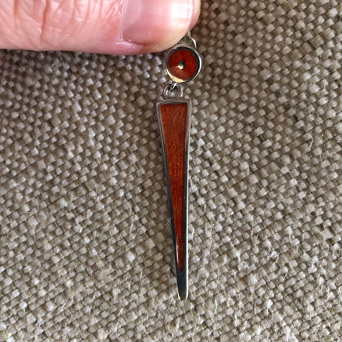 Silver earrings like new with orange filling