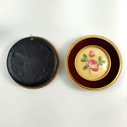 Handmade embroidered frames used, set of 2 with flowers