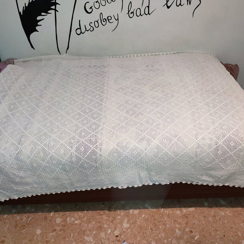 Handmade crochet blanket cover made to order with diamond and leaf pattern