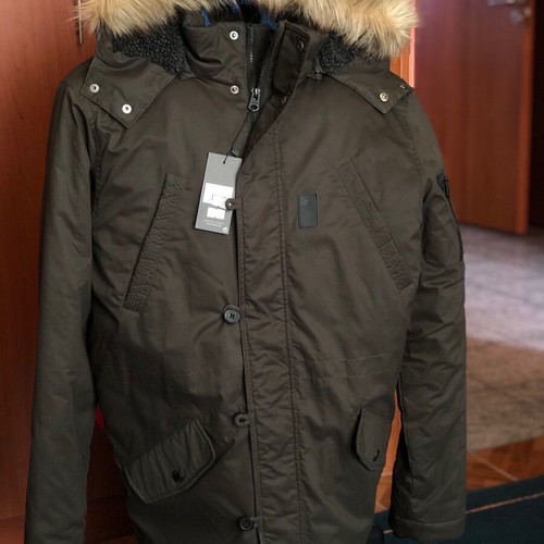 Losan parka jacket new, green with fur hood size M
