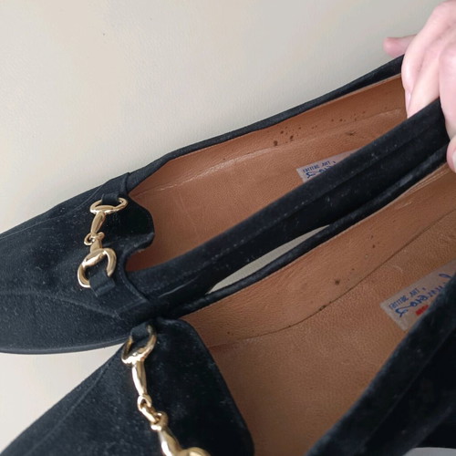 Loafers women's used black suede Greek made Lemisios
