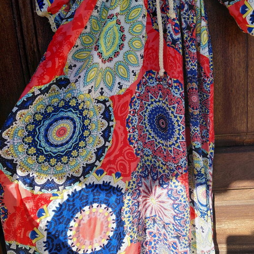 Maxi Boho Kaftan Dress Gianni Rodini like new, multicolor, viscose