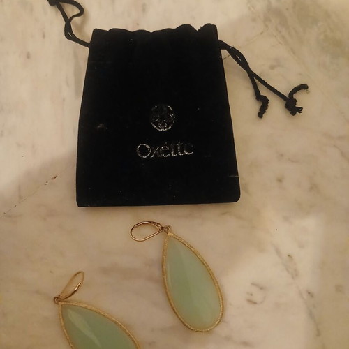 Oxette silver 925 earrings gold plated with turquoise crystal like new