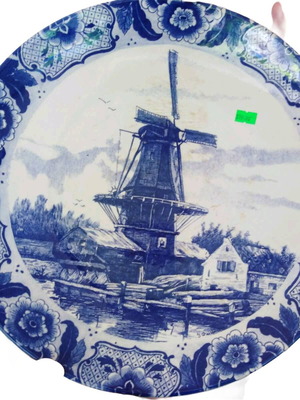 Διακοσμητικό πιάτο πορσελάνης Boch Delft αντίκα 34 εκ.