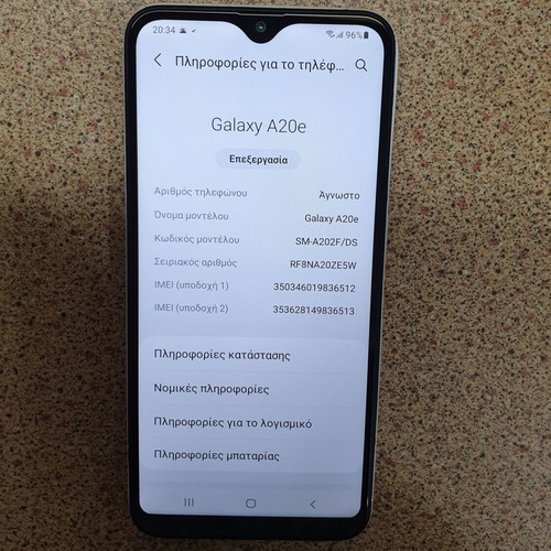 Samsung A20e smartphone, white, 32GB, dual SIM, NFC