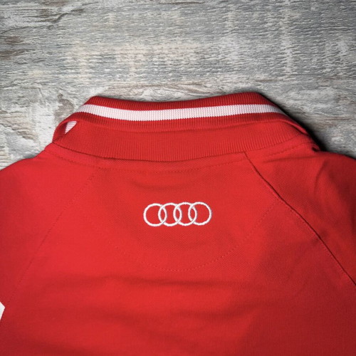 Audi 24 Heures du Mans polo shirt, red and white, cotton blend, size XS S