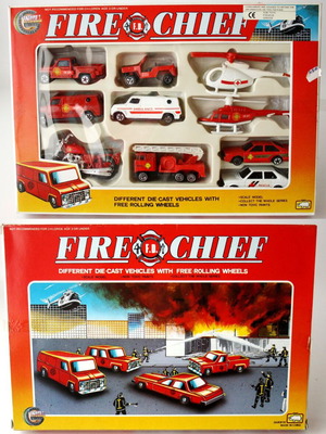Vintage 90's Fire Chief fire truck die cast set new