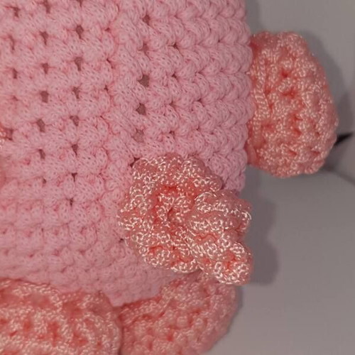 Handmade crocheted doll faces new, piglet