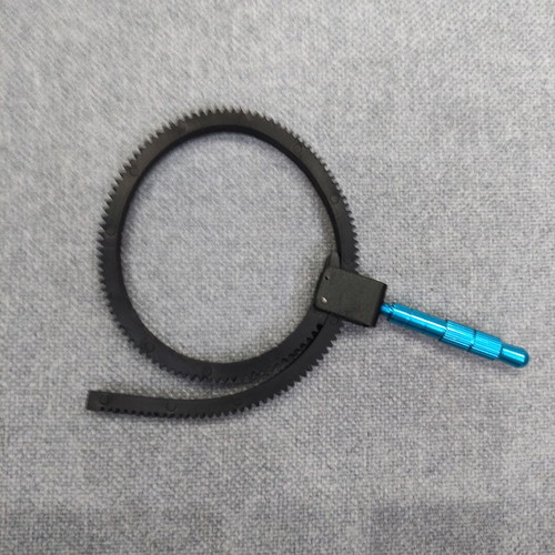 Universal Follow Focus Gear Ring Belt like new with blue aluminum handle