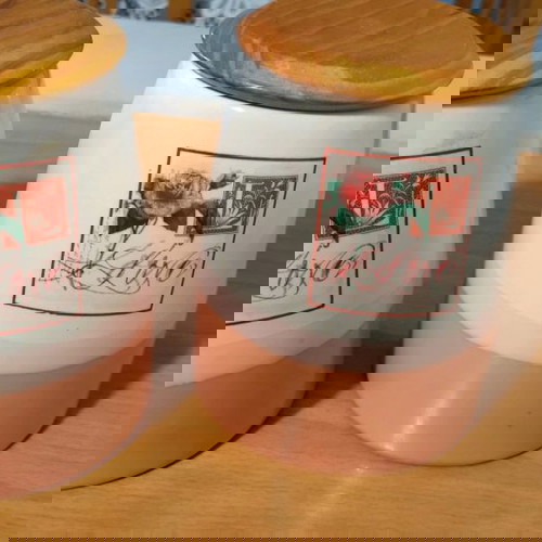 Βάζο για καφέ και ζάχαρη μεταχειρισμένο με λουλούδια