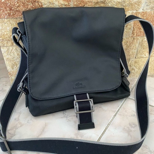 Lacoste messenger bag like new, charcoal with fabric strap