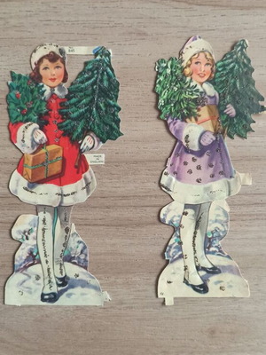 Vintage English Christmas figures like new, 1950s decade