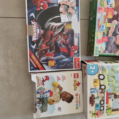Lego Duplo and Spiderman puzzle set used, complete in boxes