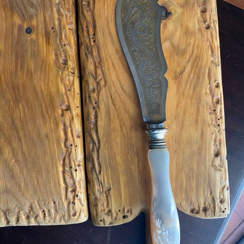 Antique Victorian Mother of Pearl Fish Serving Set used, 3 pieces