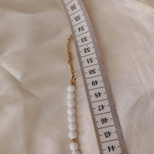 Handmade women's necklace with mother of pearl and lava stone new