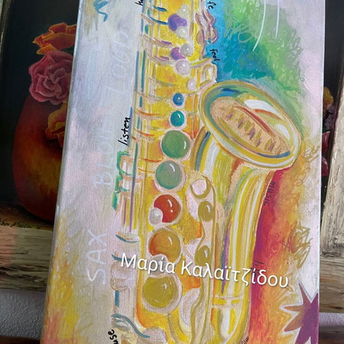 Painting saxophone pop art new 25x50cm