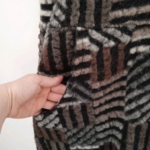 Coat used, warm with hood, black multicolor, sizes M and L