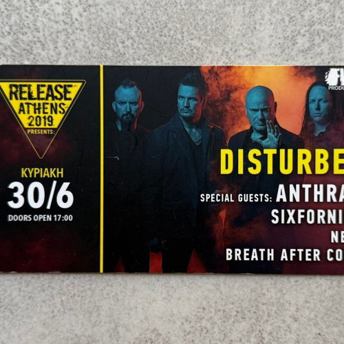 Flyer Disturbed Release Athens 30.6.2019 like new