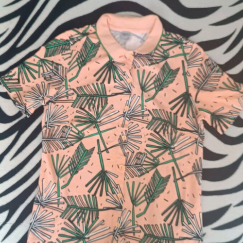 Summer shirt-style t-shirt like new, unisex, size S, green and orange