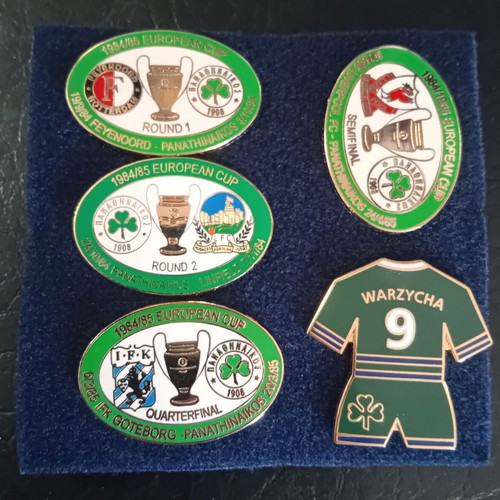 Panathinaikos Champions League 1984-1985 metal pin set of 5