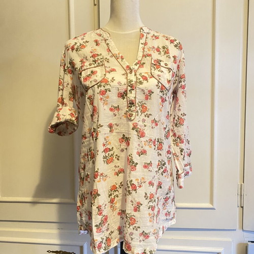 Stradivarius floral tunic like new, size L, cotton