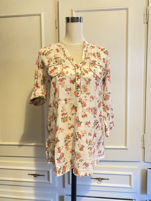 Stradivarius floral tunic like new, size L, cotton
