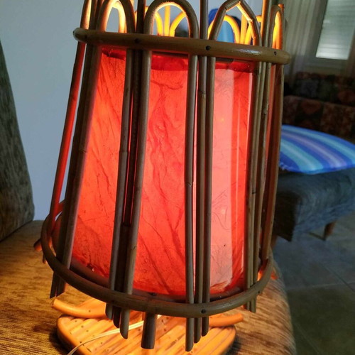 Bamboo portatif used, 1980s table lamp