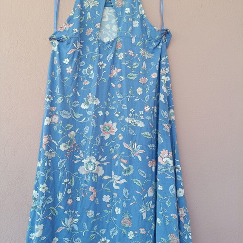 LOFT Plus Size Floral Cutout Back Halter Swing Dress, lightweight