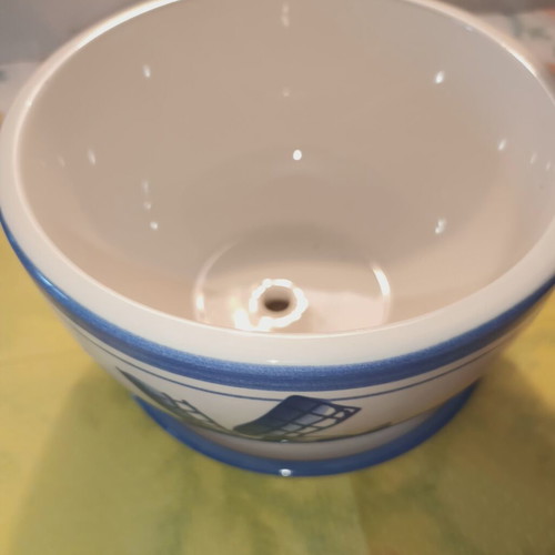 Ceramic planter with painted nautical motifs, new